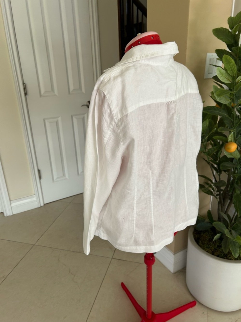 Chicos size 3 Women’s White 100%  Linen Button-Front Jacket - Picture 5 of 7